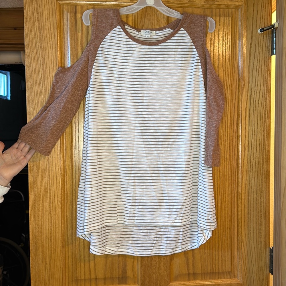 Umgee 3/4 sleeve top no shoulder womens size large